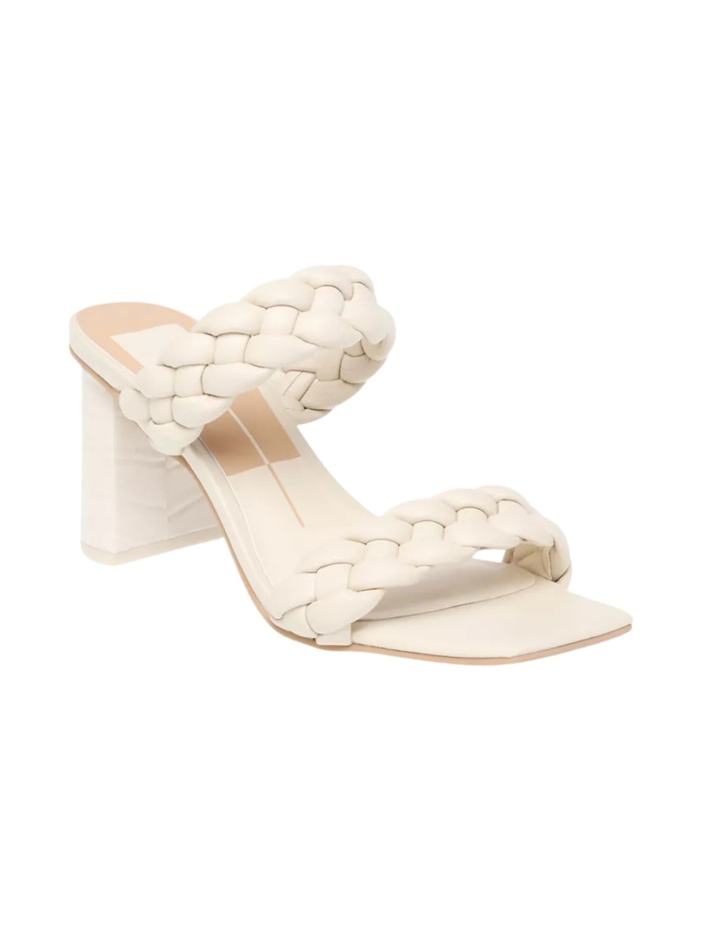 Dolce Vita Braided Double-Strap Block Heel Sandal - Cream